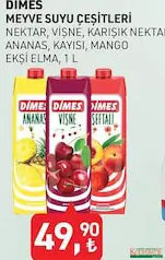 DİMES MEYVE SUYU ÇEŞİTLERİ 1 LT fiyat ve kampanya bilgisi